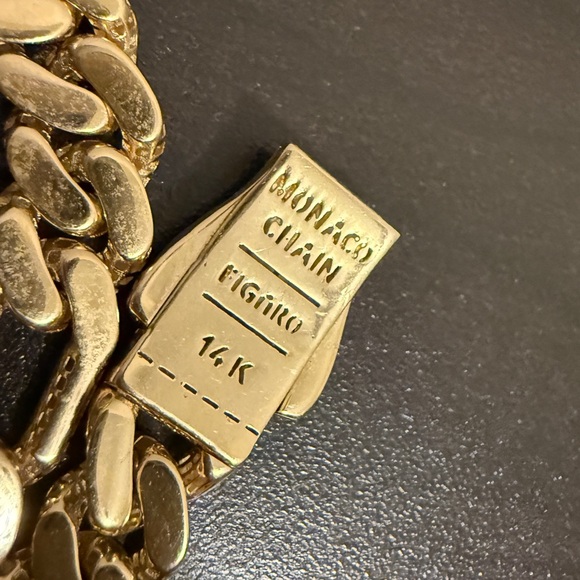 Monaco Chain Miami Cuban Figaro Link 9mm 9in 12.5g 14K Yellow Gold EUC - Picture 5 of 16